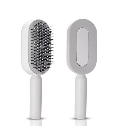 JiedHiur Self Cleaning Hair Brush  3D Air Cushion Hair Brushes for Women  Airbag Massage Combs for Women  Hair Brush for Thick Hair (White)