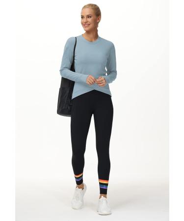 Women's Long Sleeve Compression Shirt with Thumb Holes - Denim Blue, Large | Workout, Running, Yoga Top - Buy Online on GoSupps.com