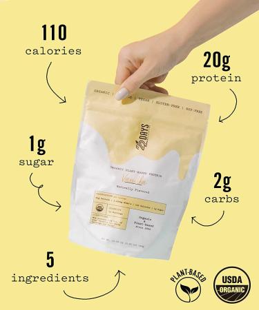 22 Days Nutrition Organic Vanilla Protein Powder - 15 Servings | Gluten Free Vegan Plant Based Protein (20g) - Pea, Flax, Sacha Inchi - Buy Online on GoSupps.com