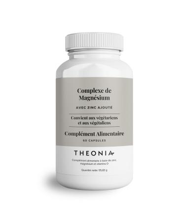 Theonia Magnesium Complex 205mg High Concentration Supplement with Zinc and Vitamin D3 - Helps Muscle and Bone Health - 60 Capsules
