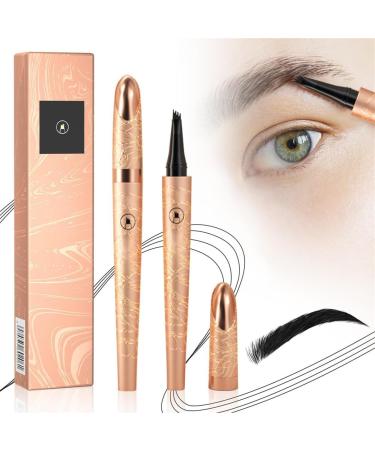 2024 New Magic Eyebrow Pencil 3D Waterproof Microblading Eyebrow Pen 4-Tipped Precise Natural Brows Eyebrow Pen Makeup Fine Stroke Eyebrow Pencil Creates Natural (Black)