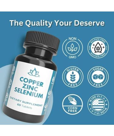 Copper 5mg Zinc 40mg Selenium 200mcg 3 in 1 Multi-Mineral Supplement - 60 Tablets | High Absorption Formula by New World Health Brands - Buy Online on GoSupps.com