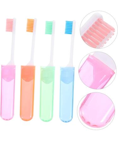 Minkissy Portable Foldable Toothbrush Set - 4 Travel Toothbrushes with Covers Soft Fur Cleaning Brush - Ideal for Daily Use & International Shipping - Buy Online on GoSupps.com