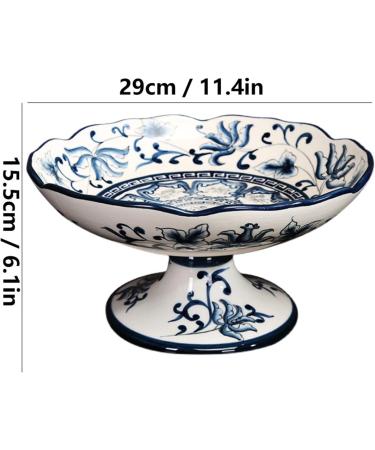 Fruit Bowl Fruit Bowl New Chinese Style Retro Blue and White Porcelain Fruit Dish Home Living Room Kitchen Restaurant Desktop Decor Round Ceramic Fruit Plate Fruit Plate - Buy Online on GoSupps.com