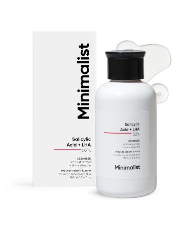 Min.imalist Face Wash For Oily Skin | Sulphate free Anti Acne Face Cleanser With LHA & Zinc For Acne or Pimples | For Women & Men | 100 ml