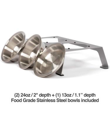 PetFusion Elevated Dog and Cat Bowls - Premium Anodized Aluminum Feeder with US Food Grade Stainless Steel Raised Bowls (Short 4 Metallic Gray) - Buy Online on GoSupps.com