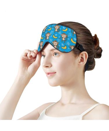 Monkey & Banana Pattern Sleep Mask - Adjustable Blindfold for Light Blocking & Travel - Men's and Women's Night Eye Cover - Buy Online on GoSupps.com