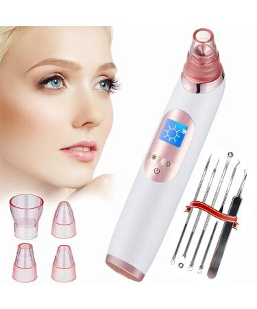 Blackhead Remover Pore Vacuum  Facial Pore Cleaner with LED Display  Hot/Cold Care Panel  Rechargeable Pimple Comedone Extractor Tool with 4 Suction Head and 5 Blackhead Extractor Pink