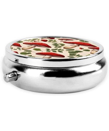 Red Mushrooms Mini Round Pill Box | 3 Compartment Travel Organizer | Portable Medicine Case for Home & Office - Buy Online on GoSupps.com