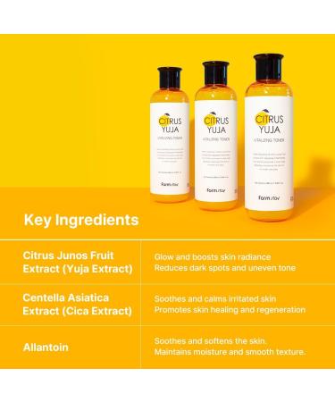 Farmstay Citrus Yuja Vitalizing Toner Vitamin C Facial Toner for Dry & Sensitive Skin Dark Spot Correcting Moisturizing & pH-Balancing Smoothing Korean Skin Care for Women & Men 9.46 fl. oz. - Buy Online on GoSupps.com