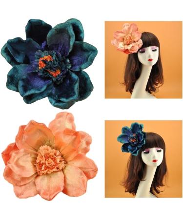 xbiez Girls Bangs Clip Oversized Camellia Headdress Hair Accessories Oversized Flower Bright-coloured Rose Flower Hairpin Coral Red - Buy Online on GoSupps.com