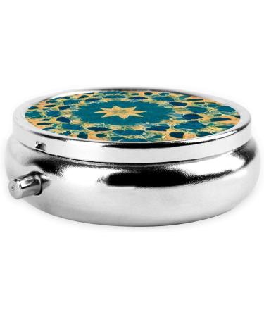 Quadrangle Pattern Round Pill Box - 3 Compartment Portable Organizer for Travel & Purse - Buy Online on GoSupps.com