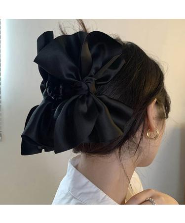 Wiwpar Large Chiffon Hair Bow Claw Clip - Black Ribbon Bow Barrette for Women & Girls - Buy Online on GoSupps.com