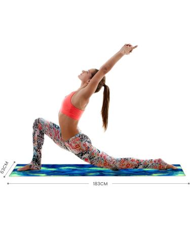 Non-Slip Yoga Towel - Tie-Die Textures with Bag - Odorless Microfiber Sweat Towel - Hot Yoga Mat for Bikram, Pilates - 24''x72'' Green Purple - Buy Online on GoSupps.com