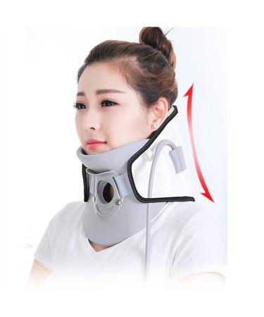 Alkani Air Cervical Neck Traction device Adjustable inflatable neck strecter collar for home traction spine orientation plus improves the alignment and keeping of the spine (color: white