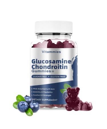 Glucosamine Chondroitin Gummies with MSM & Elderberry Extra Strength - Joint Support Antioxidant Immune Support Supplement for Adults Men & Women Minerals coenzyme Q10 DHA- 60 Blueberry Gummies