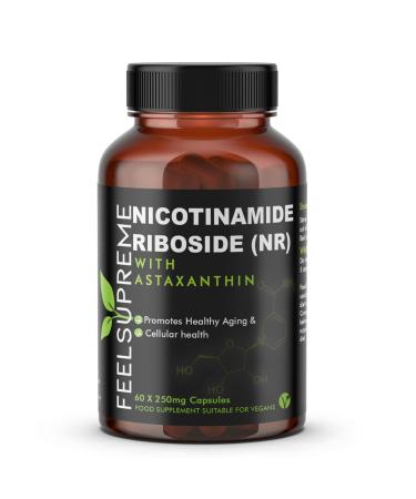 Feel Supreme Nicotinamide Riboside & Astaxanthin NAD+ Supplement 60 Capsules More Efficient Than NMN Anti Aging Tiredness Energy & Muscle Brain Health