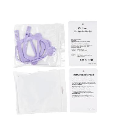 Vicloon Baby Bite Rings 2 Pack Silicone Teething Toys BPA-Free Dental Aid Soft Lion Design for 3+ Months Violet Color - Buy Online on GoSupps.com