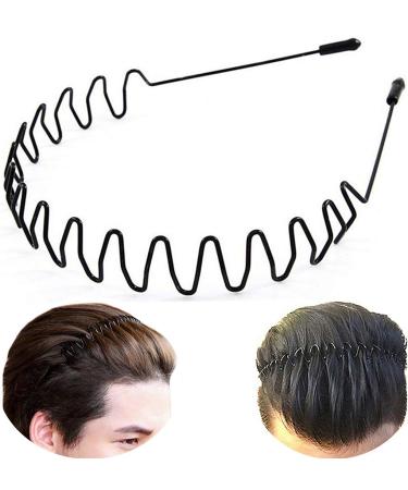 bodbop Metal Hair Band for Men Headband Mens Hair Bands Unisex Fashion Headbands Sports Hairband Head Band Hair Hoop for Women With Non Slip Wavy Teeth  Black
