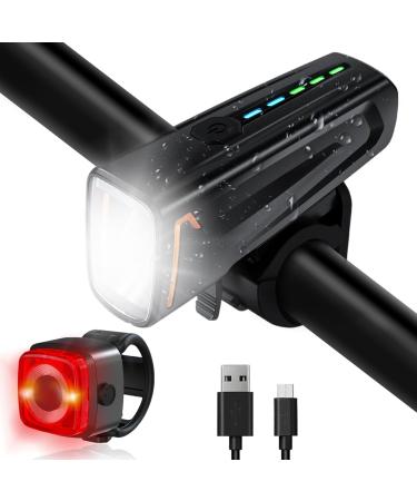 Techtrix LED bicycle light set stvzo approved bicycle lighting bicycle lamp waterproof and USB charging bike light bike light with front light and taillight for children and adults