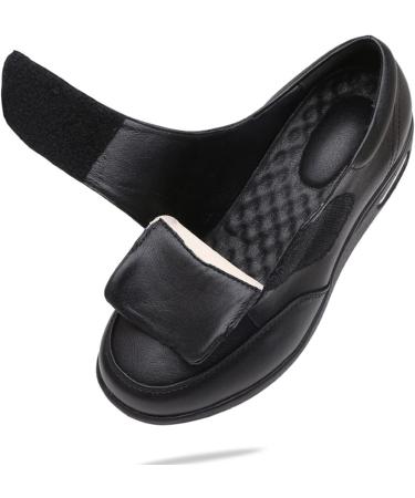 Adjustable Diabetic Shoes for Elderly Men & Women | Anti-Slip Sole | Comfortable House Shoes | Closed Toe - Size 12.5, Black - Buy Online on GoSupps.com