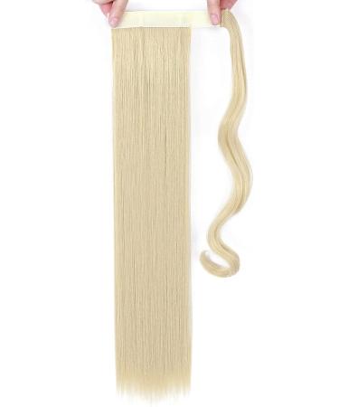 Ponytail Extension Wrap Around Long Straight Curly Clip in Ponytail Hair Extensions for Women Brown Black Blonde Hairpiece 23"-Straight Bleach Blonde - Buy Online on GoSupps.com