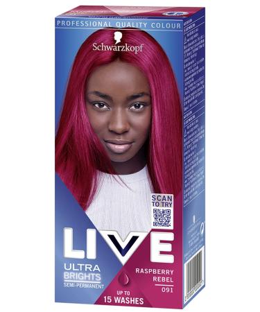 Live Ultra Brights Or Pastels Vibrant Semi Permanent Pink Hair Dye 91 Raspberry Rebel 1 Count (Pack of 1) Raspberry Rebel 1 Count (Pack of 1) Semi-Permanent