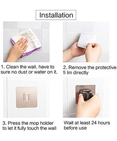 Wall Mounted Mop Holder Command Hooks Broom Gripper - White, Self Adhesive, Reusable Organizer for Kitchen, Bathroom, Garden - 6 Pack - Buy Online on GoSupps.com