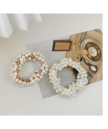 Muior 3Pcs Champagne Pearl Elastic Hair Ties for Women and Girls - Chic and Elegant Ponytail Holders - Buy Online on GoSupps.com