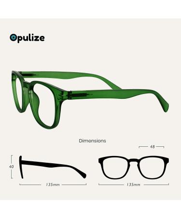 Opulize Pop Round Reading Glasses Moss Green Frame with Spring Hinges | Scratch Resistant | Unisex | +3.50 Magnification - Buy Online on GoSupps.com