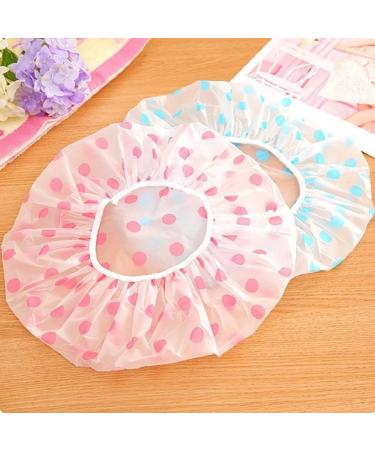 Blue Polka Dot Waterproof Shower Cap - Women's Cute and Creative Spa Bath Hat - Buy Online on GoSupps.com