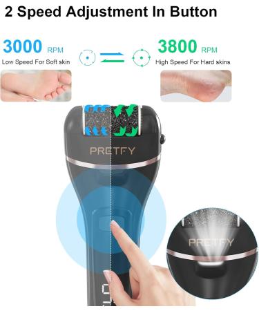 Pretfy Electric Feet Callus Removers Rechargeable Portable Electronic Foot File Pedicure Tools with 3 Sand Heads Pedicure Feet Care for Dead Hard Cracked Dry Skin (Black) - Buy Online on GoSupps.com