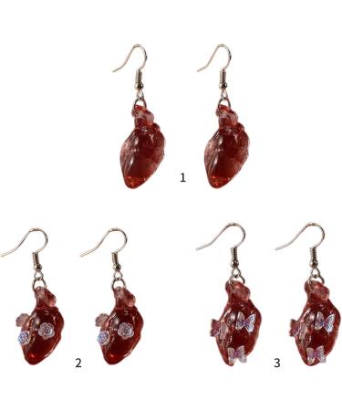 Feylie Heart Dangling Earrings | Gothic Punk Asymmetrical Ear Cuffs | Unique Heart Pendant Earrings for Halloween Party - Buy Online on GoSupps.com