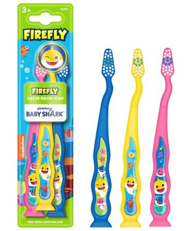 Firefly Kids Baby Shark Value Pack Soft Bristled Toothbrushes Ages 3+ 3 Count
