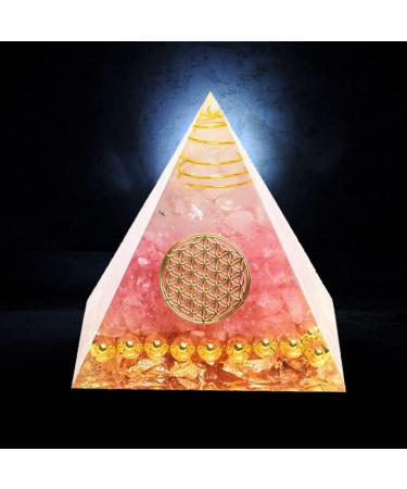 Pink Moonstone Crystal Orgone Pyramid - Energy Tower for Chakra Healing with Flower of Life Design - Handcrafted Orgonite Jewelry - Buy Online on GoSupps.com