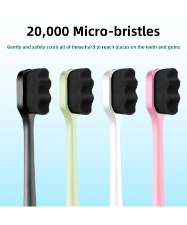 8-Piece Nano Soft Toothbrush Set for Adults and Kids - Extra Soft Bristles for Gentle Oral Care - Black, White, Pink, Green Handles - Buy Online on GoSupps.com