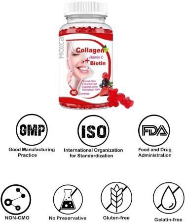Moxca Hydrolyzed Marine Collagen Gummies for Women | Vegan Collagen Support with Biotin Vitamins C & E | Daily Beauty Supplement for Hair Skin & Nails | Natural Fruit Flavor Clean Formula - Buy Online on GoSupps.com