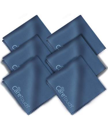 Care Touch Microfiber Cleaning Cloths 6 Pack - Cleans Glasses Lenses Phones Screens Other Delicate Surfaces - Large Lint Free Microfiber Cloths - Eye Glass Clean Cloths - 6" x 7" (Navy Blue) 6 Count Navy