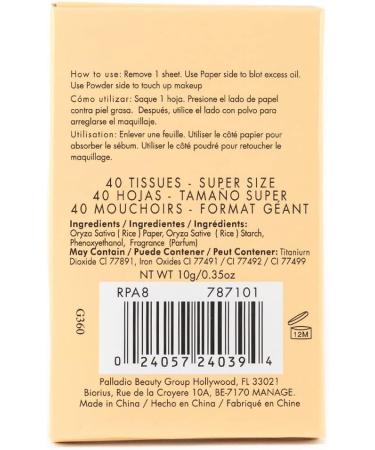 Buy Palladio Rice Paper Face Towels for Oily Skin Natural Oil-Absorbing Sheets 40 Pieces Dual-Sided Instant Results in Warm Beige - Buy Online on GoSupps.com