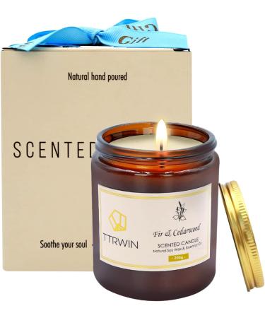 TTRWIN Fir & Cedarwood Scented Candle 200g | Long Lasting Wooden Fragrance | Natural Soy Wax | Aromatherapy Gift for Christmas & Mother's Day - Buy Online on GoSupps.com