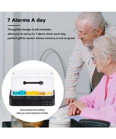Pill Dispenser with Alarm - Smart Pill Box with Up to 7 Alarms a Day, 6 Compartments, Pill Reminder for Elderly - White - Buy Online on GoSupps.com