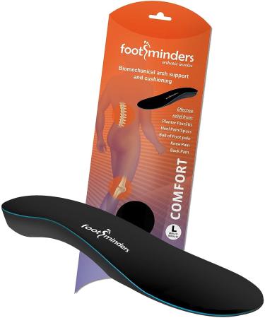 Footminders Comfort Orthotic Arch Support Insoles (Pair) - Large Men 9-11 Women 10-12 - Relieve Foot Pain from Flat Feet & Plantar Fasciitis - Buy Online on GoSupps.com