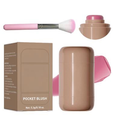 Multipurpose Long Lasting Smooth Blush Stick Blush Stick Stylish Lasting Smooth Multipurpose Comestic Cream Blush for Cheek Lip Gloss Cheek Solid Moisturizer Stick (Bright Pink 0.2 OZ)