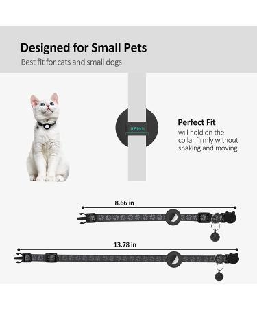 Airtag Cat Collar with Safety Buckle and Bell - Reflective 3/8 Width for Small Pets - Black - Buy Online on GoSupps.com