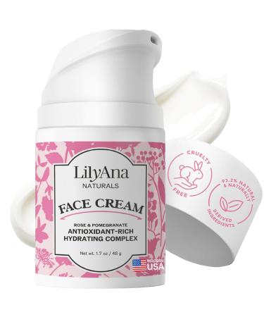 LilyAna Naturals Face and Neck Moisturizer - Skin Care Product For Dry Skin and Dark Spot Brightening - Moisturizer Face and Neck Cream for Women and Men - Rose and Pomegranate Extracts - 1.7oz 1.7 Ounce (Pack of 1)