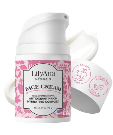 LilyAna Naturals Face and Neck Moisturizer - Skin Care Product For Dry Skin and Dark Spot Brightening - Moisturizer Face and Neck Cream for Women and Men - Rose and Pomegranate Extracts - 1.7oz 1.7 Ounce (Pack of 1) - Buy Online on GoSupps.com