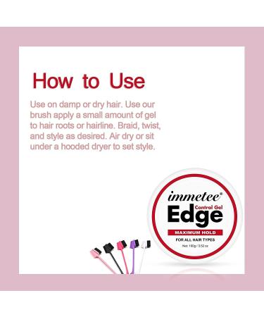 immetee Instant Control Edge Control Gel Long Lasting 4C Extreme Hold Braiding Gel Strong Hold Stylings Wax Non-greasy Smoother Edge (100g+Brush) (Edge Control Gel) - Buy Online on GoSupps.com