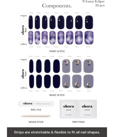 ohora Semi Cured Gel Nail Strips (N Lunar Eclipse) Salon-Quality Long Lasting & Easy to Apply - Purple - Buy Online on GoSupps.com