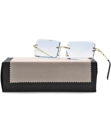 KDOQ Rimless Square Anti Blue Light Glasses for Men & Women - Gold | Computer Gaming Eye Strain Relief - Buy Online on GoSupps.com