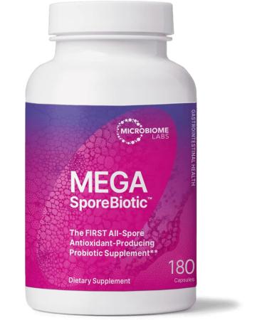 Microbiome Labs MegaSporeBiotic Spore-Based Probiotics - Daily Probiotic Supplement for Men & Women - 5 Bacillus Strains for Immune & Gut Health - Vegan-Friendly, Soil-Based Probiotic (180 Capsules) 180 Count (Pack of 1)